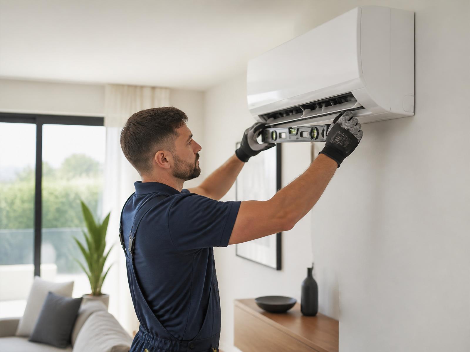 Technicien Key Rénov installant une climatisation